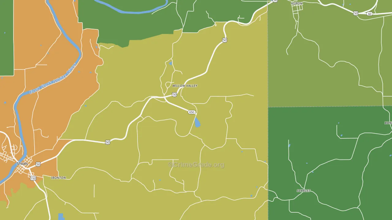 Willow Valley, IN Map of Assault Rates