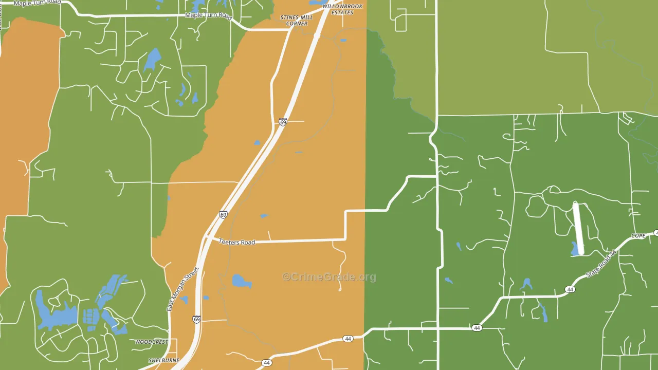 Willowbrook Estates, IN Map of Assault Rates