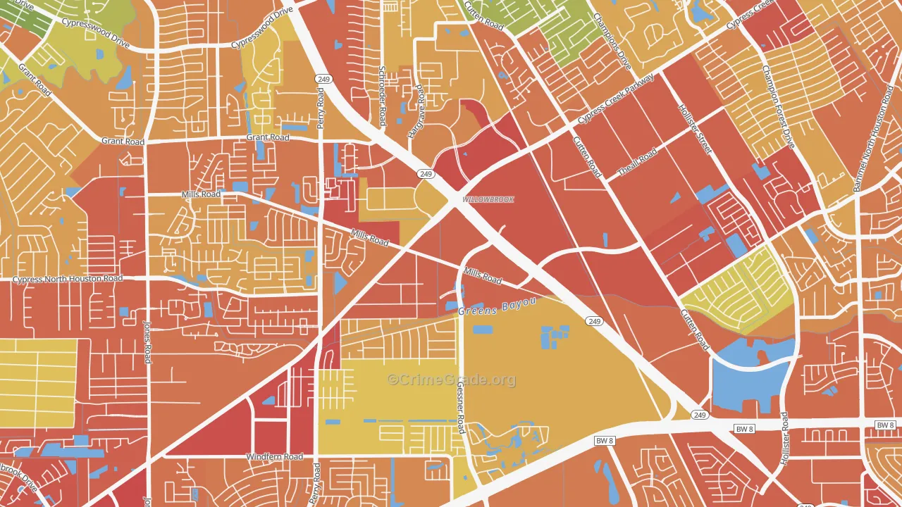Willowbrook, Houston, TX Map of Assault Rates