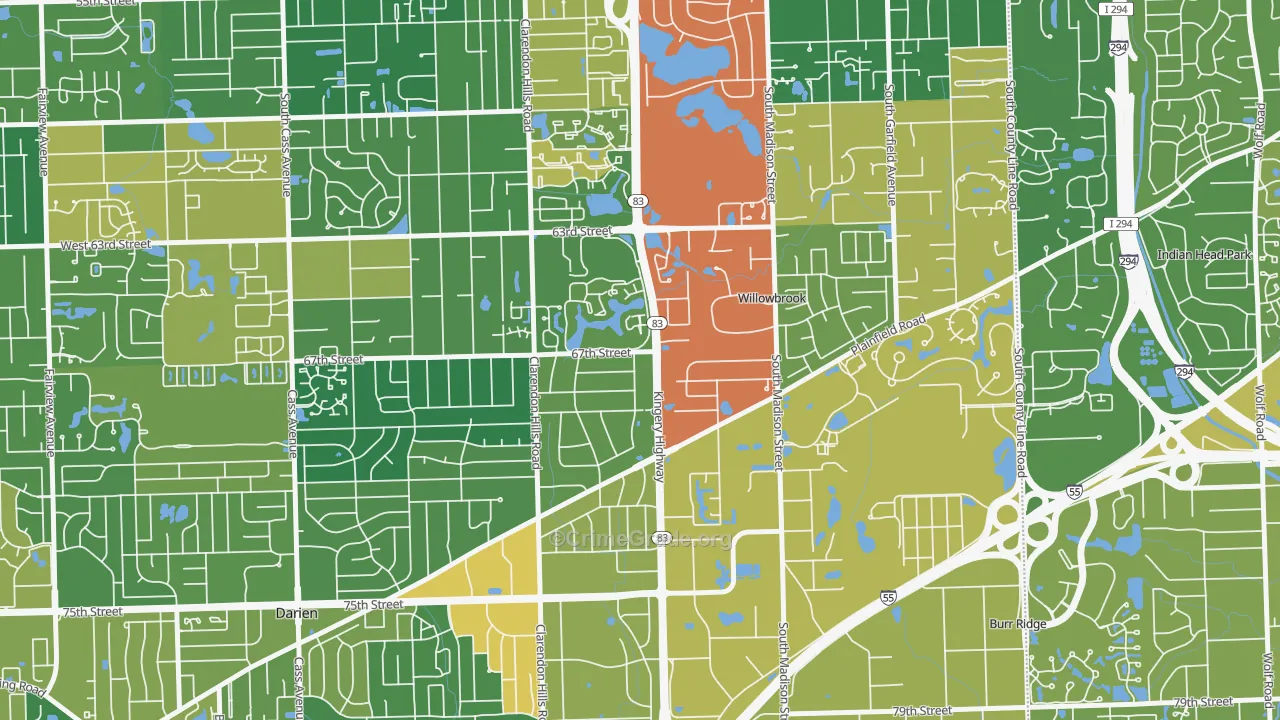 Willowbrook, IL Map of Assault Rates