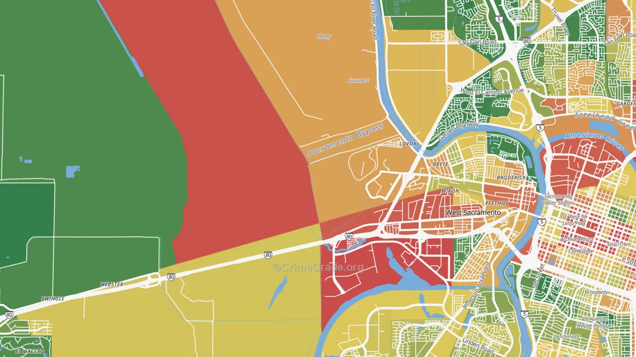 Willowcreek, Sacramento, CA Map of Assault Rates