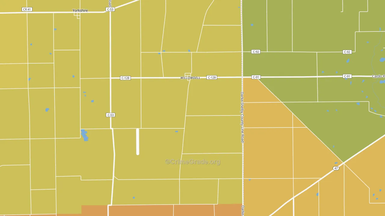 Willowdell, OH Map of Assault Rates