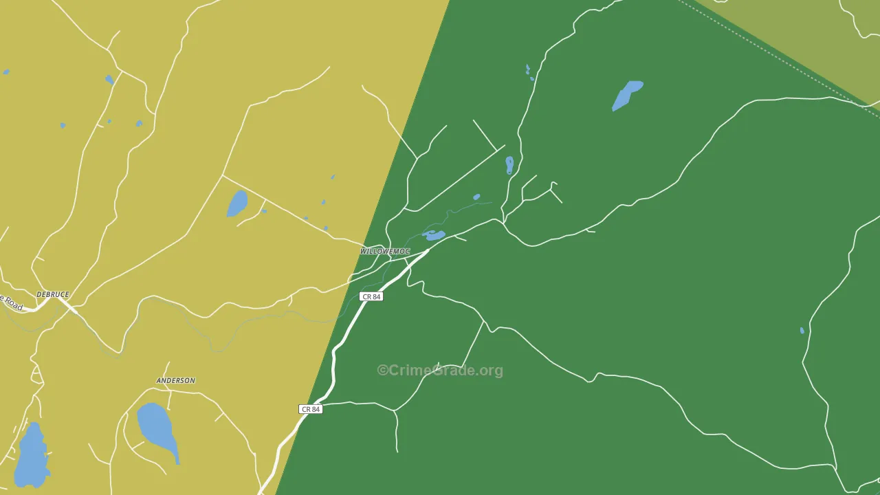 Willowemoc, NY Map of Assault Rates