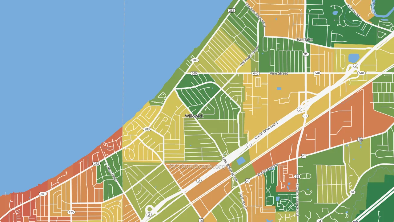 Willowick, OH Map of Assault Rates