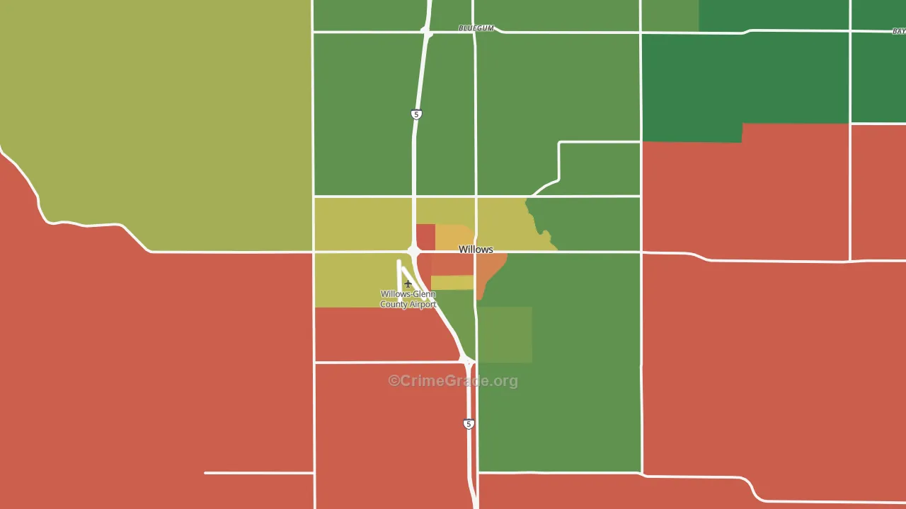 Willows, CA Map of Assault Rates
