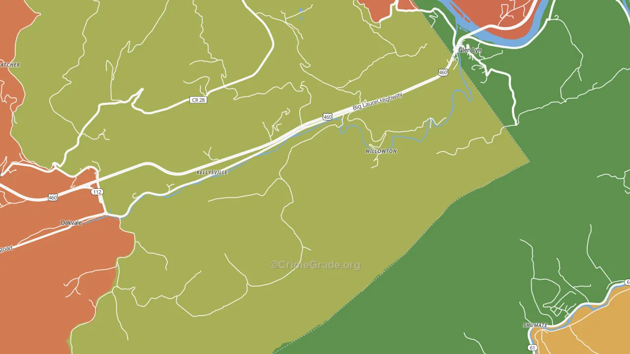Willowton, WV Map of Assault Rates