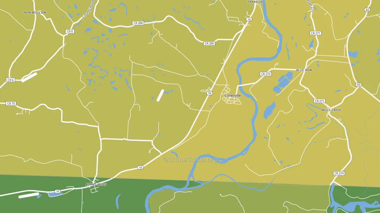 Wills Creek, OH Map of Assault Rates