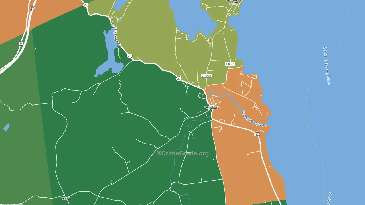 Willsboro, NY Map of Assault Rates