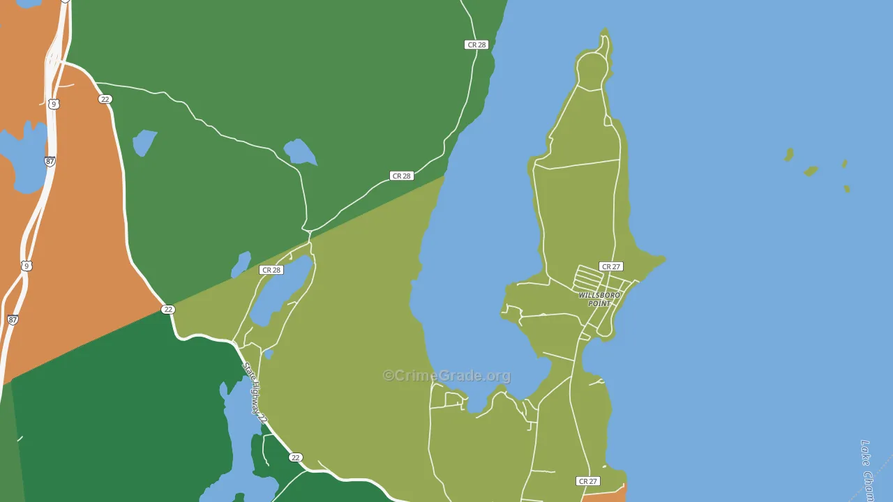 Willsboro Point, NY Map of Assault Rates
