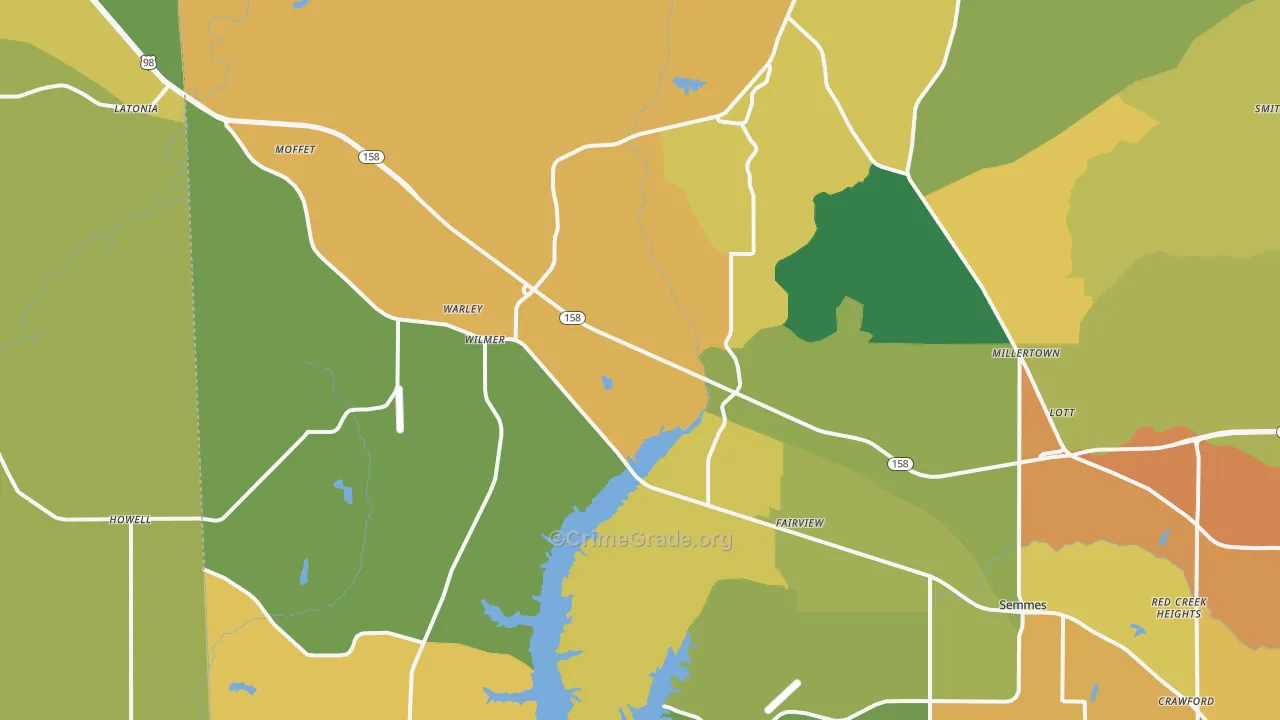Wilmer, AL Map of Assault Rates