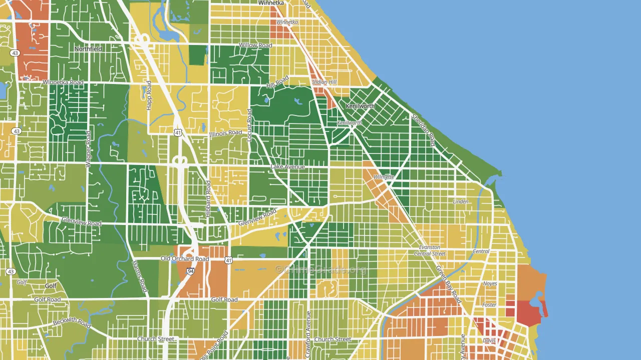 Wilmette, IL Map of Assault Rates