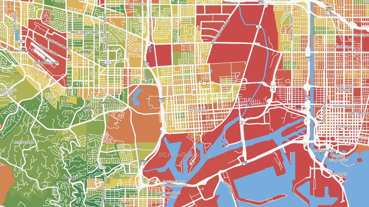 Wilmington, CA Map of Assault Rates