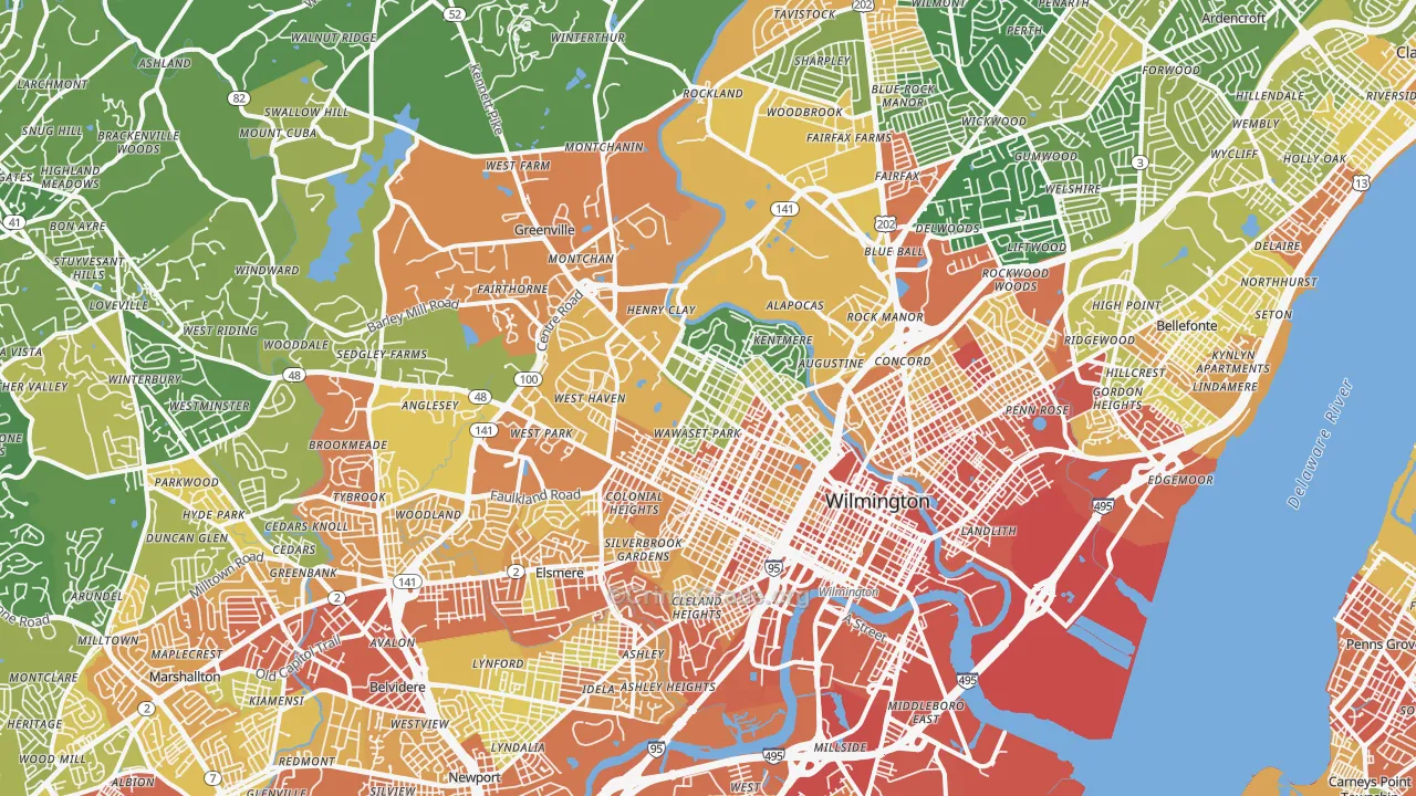 Wilmington, DE Map of Assault Rates