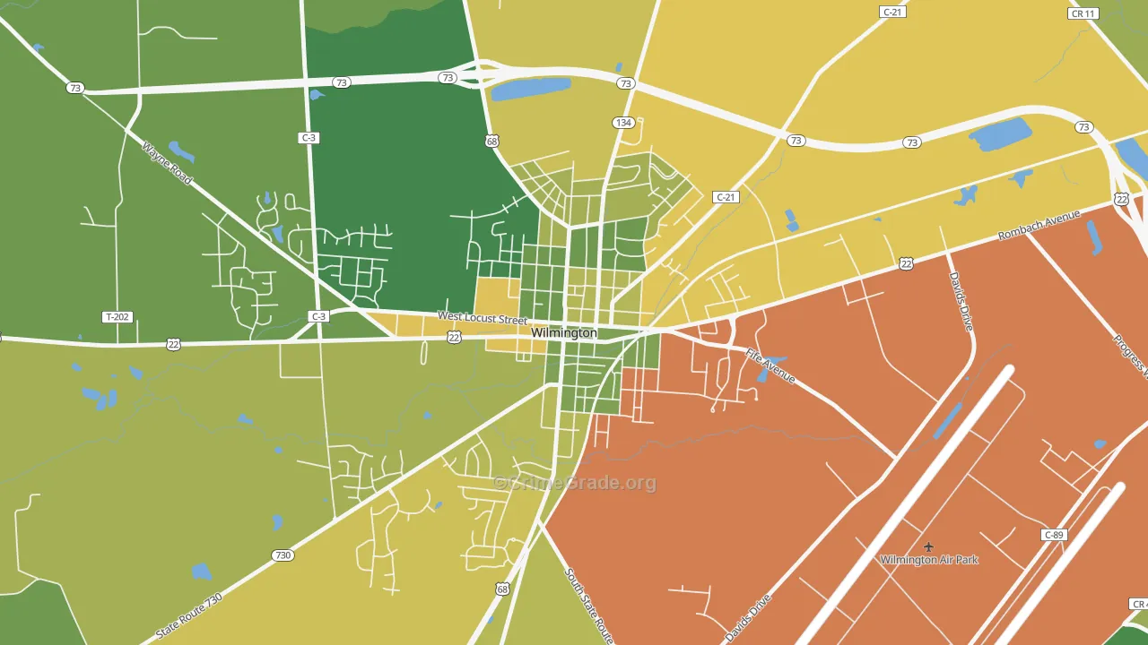 Wilmington Historic District, Wilmington, OH Map of Assault Rates