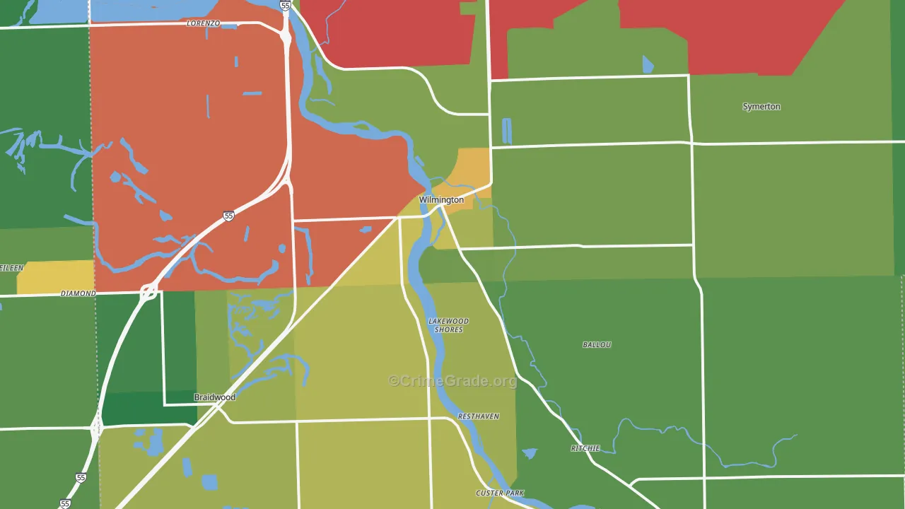 Wilmington, IL Map of Assault Rates