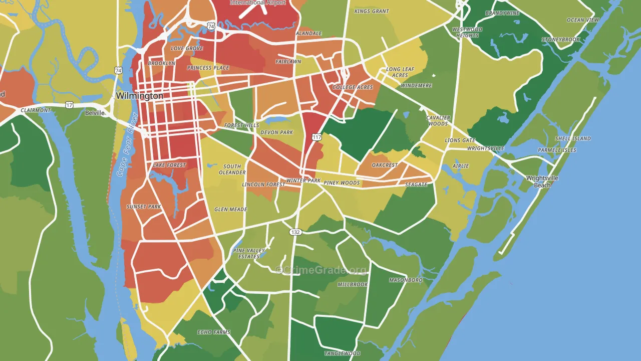 Wilmington, NC Map of Assault Rates