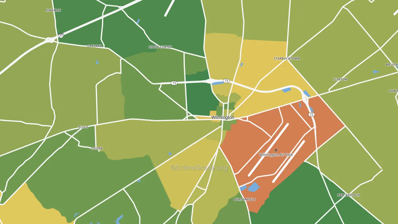 Wilmington, OH Map of Assault Rates