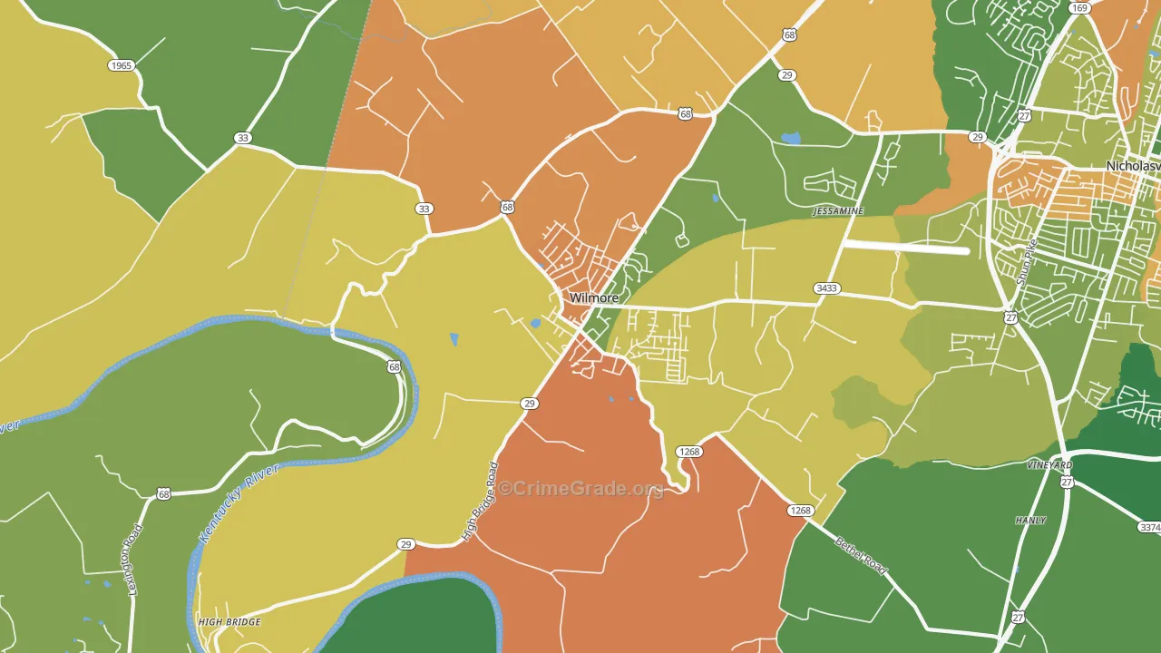 Wilmore, KY Map of Assault Rates
