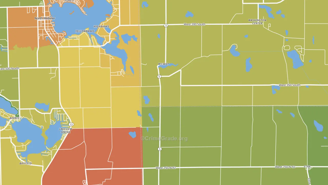 Wilmot, IN Map of Assault Rates