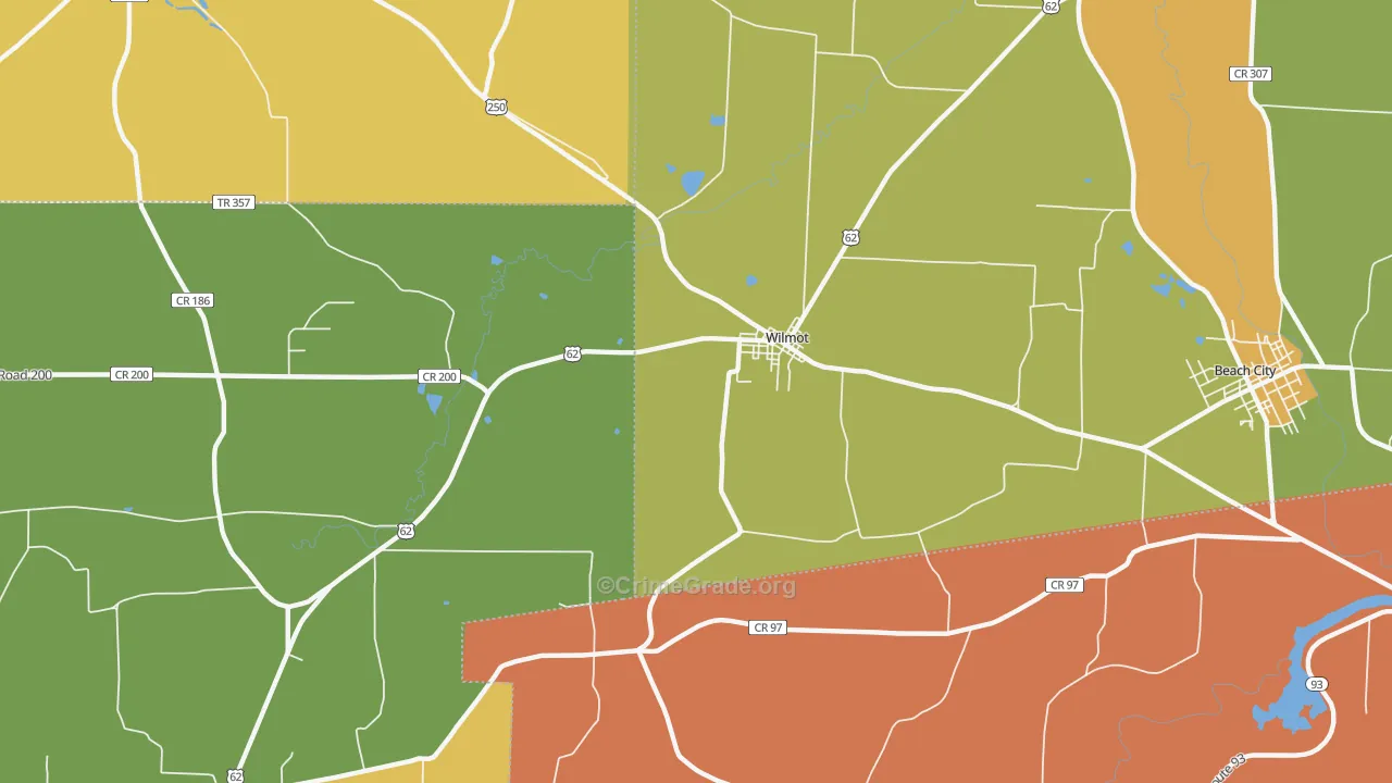 Wilmot, OH Map of Assault Rates