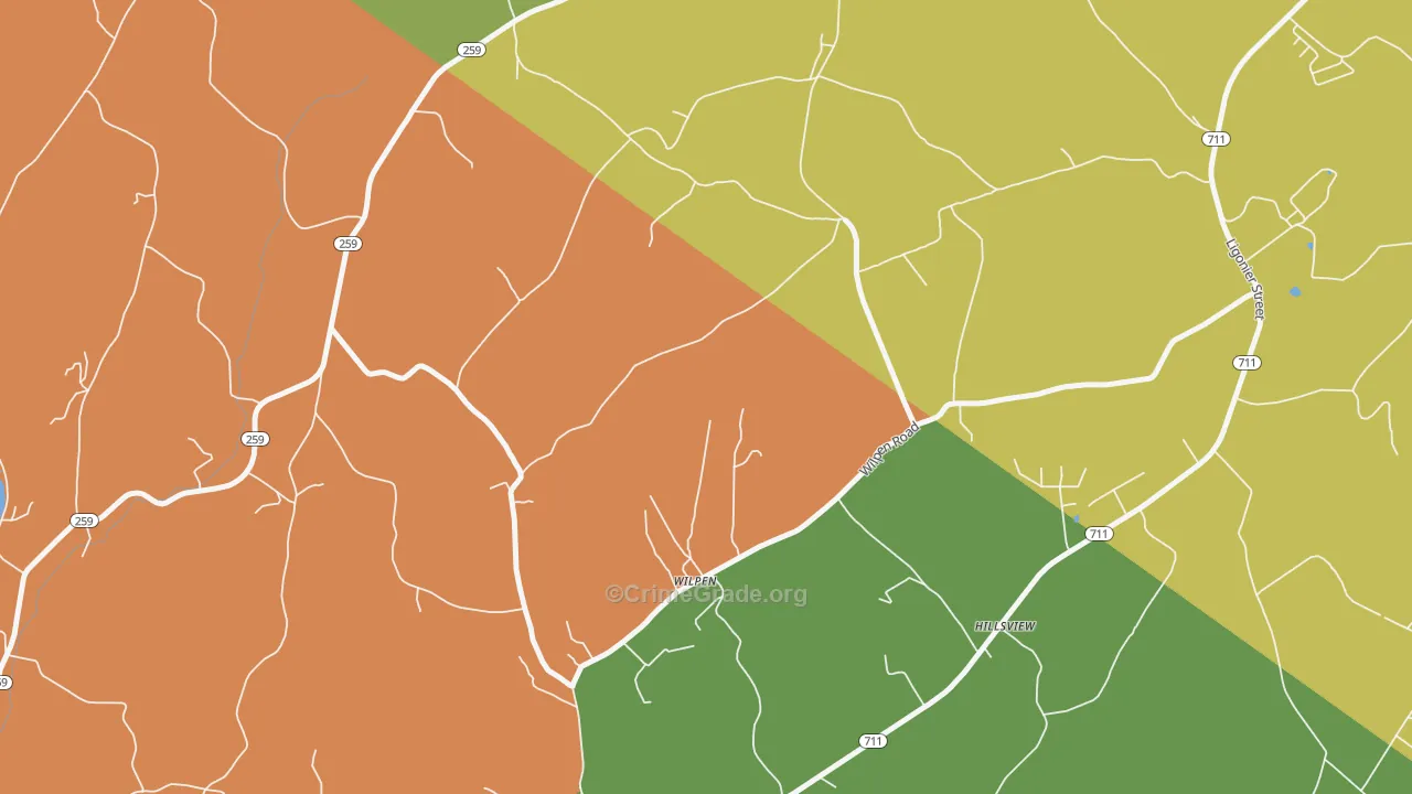 Wilpen, PA Map of Assault Rates