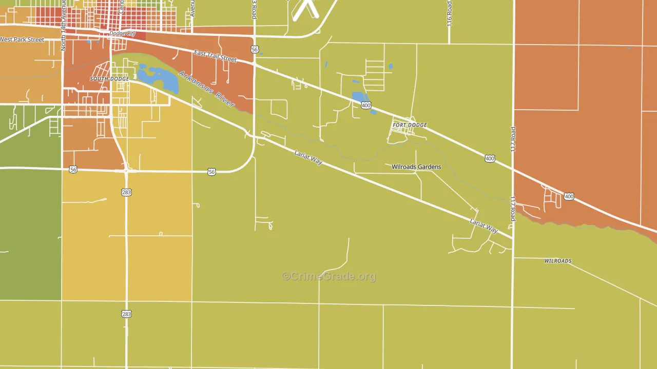 Wilroads Gardens, KS Map of Assault Rates