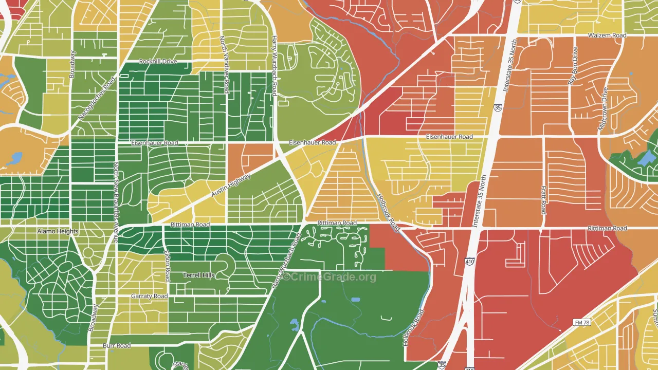 Wilshire, San Antonio, TX Map of Assault Rates