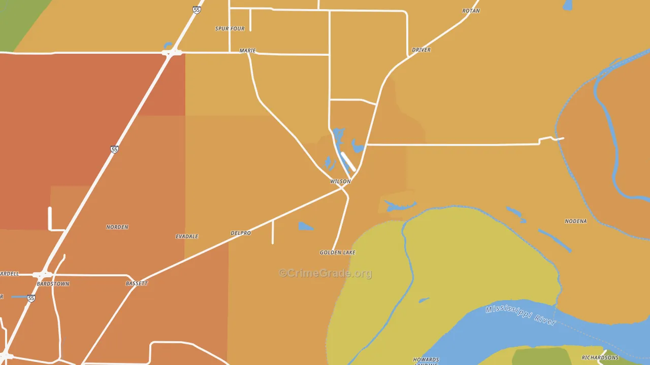 Wilson, AR Map of Assault Rates