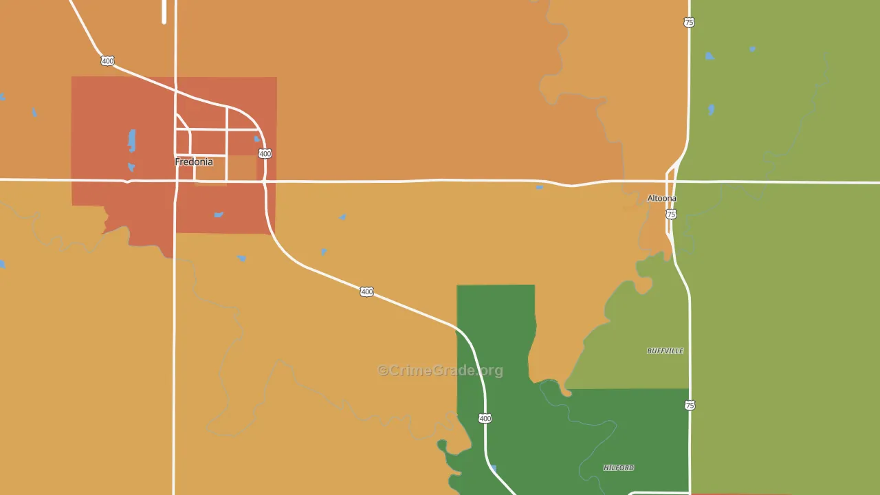 Wilson County, KS Map of Assault Rates