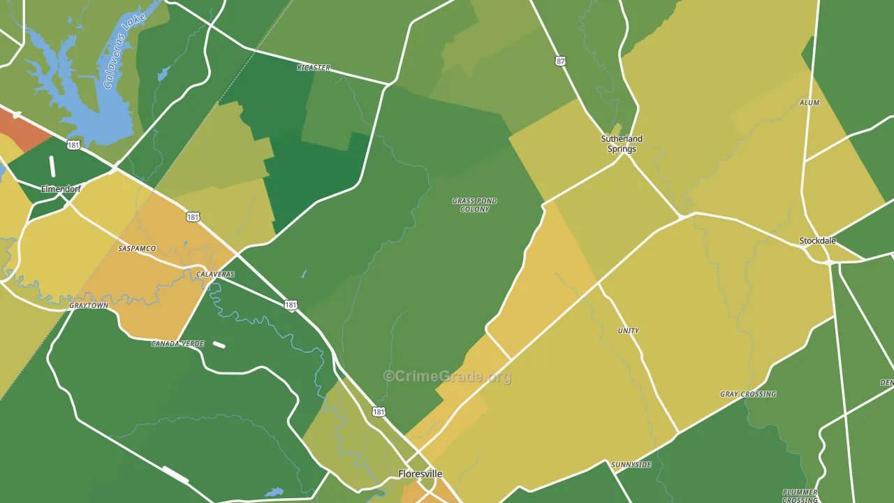 Wilson County, TX Map of Assault Rates