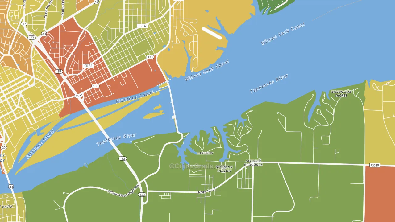 Wilson Lake Shores, AL Map of Assault Rates