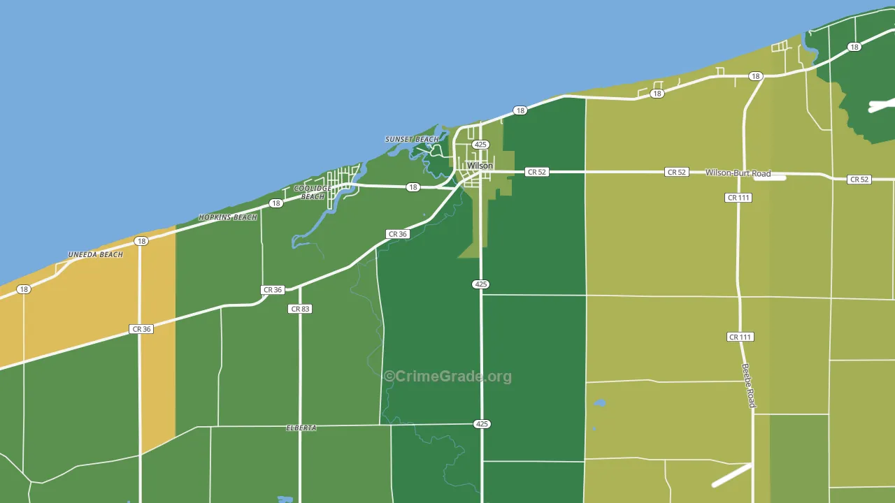 Wilson, NY Map of Assault Rates