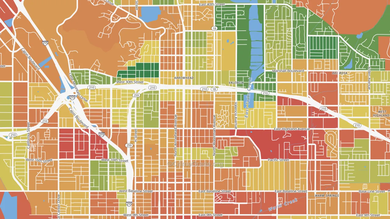 Wilson-Riverside, San Bernardino, CA Map of Assault Rates