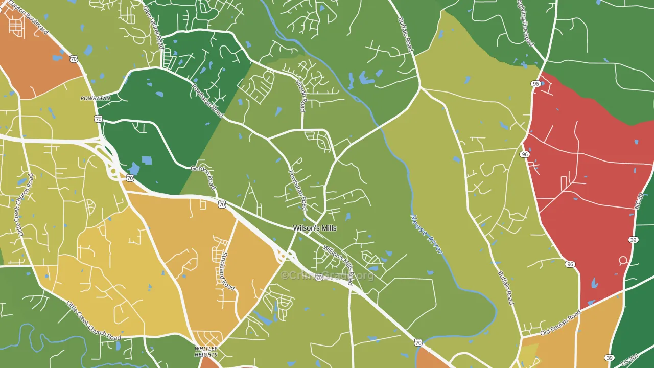 Wilsons Mills, NC Map of Assault Rates
