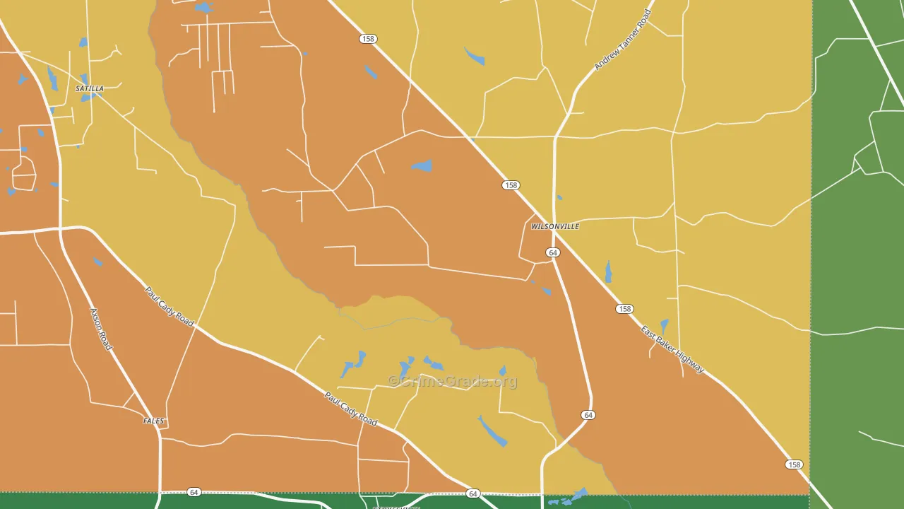 Wilsonville, GA Map of Assault Rates