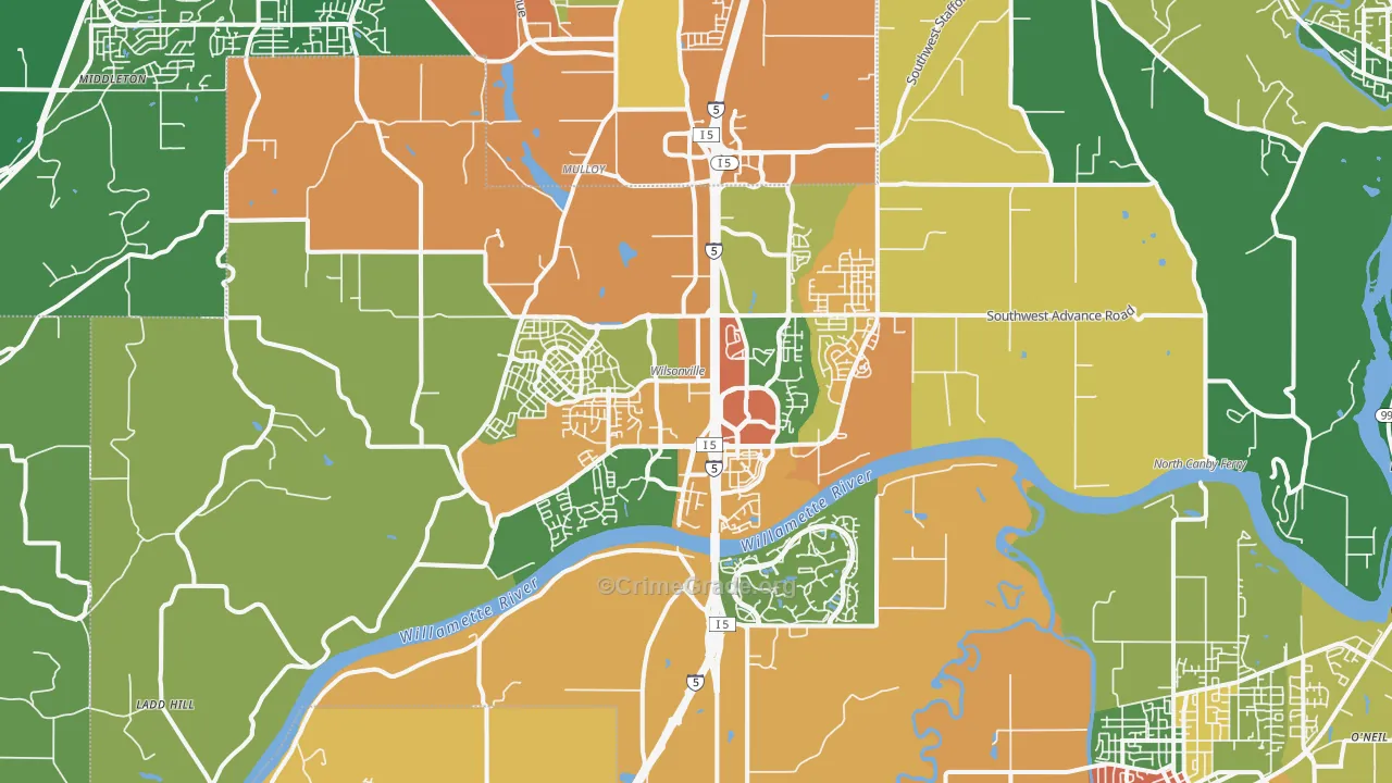Wilsonville, OR Map of Assault Rates