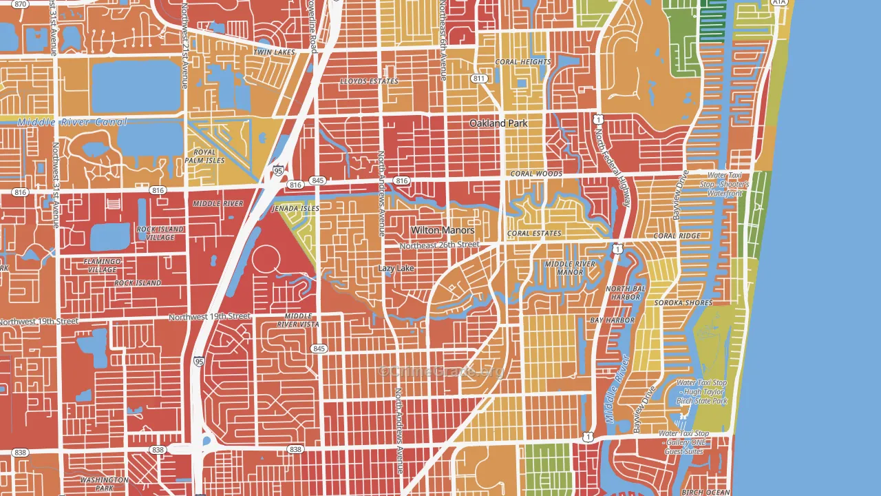 Wilton Manors, FL Map of Assault Rates