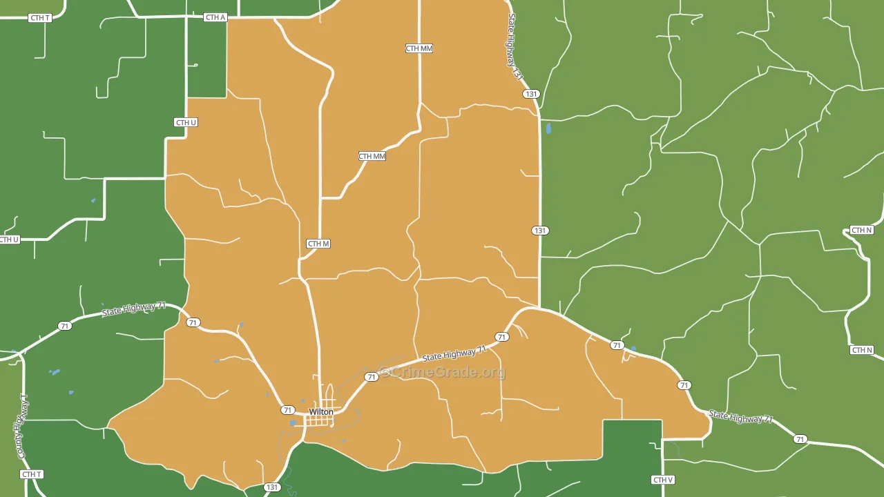 Wilton, WI Map of Assault Rates