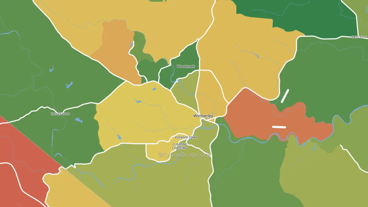 Wimberley, TX Map of Assault Rates