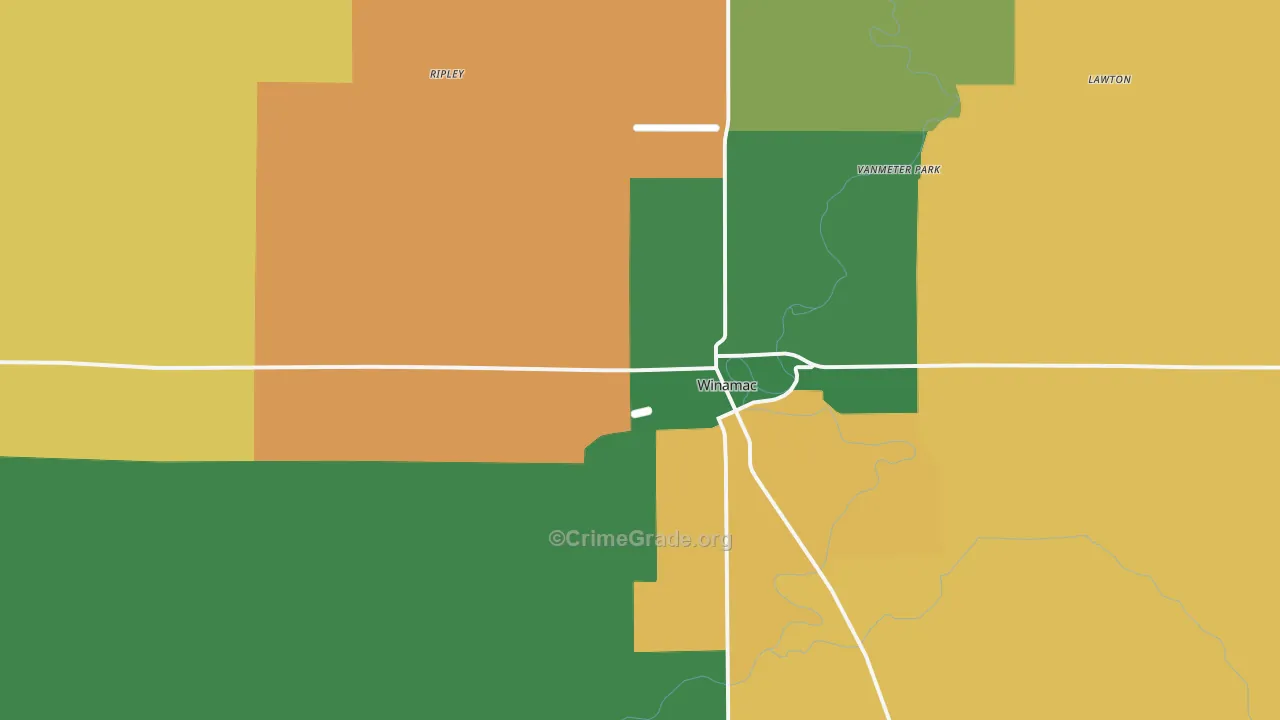 Winamac, IN Map of Assault Rates