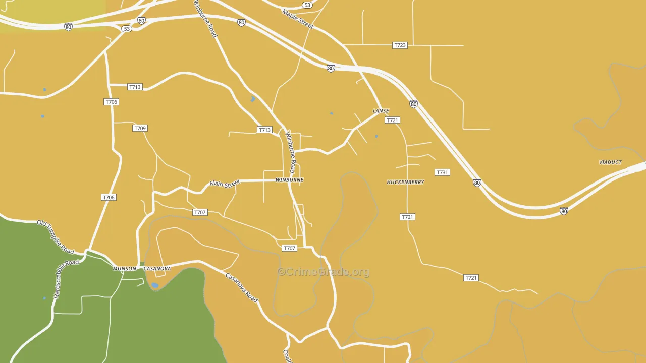 Winburne, PA Map of Assault Rates