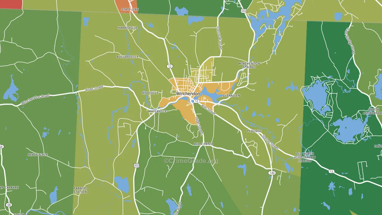 Winchendon, MA Map of Assault Rates