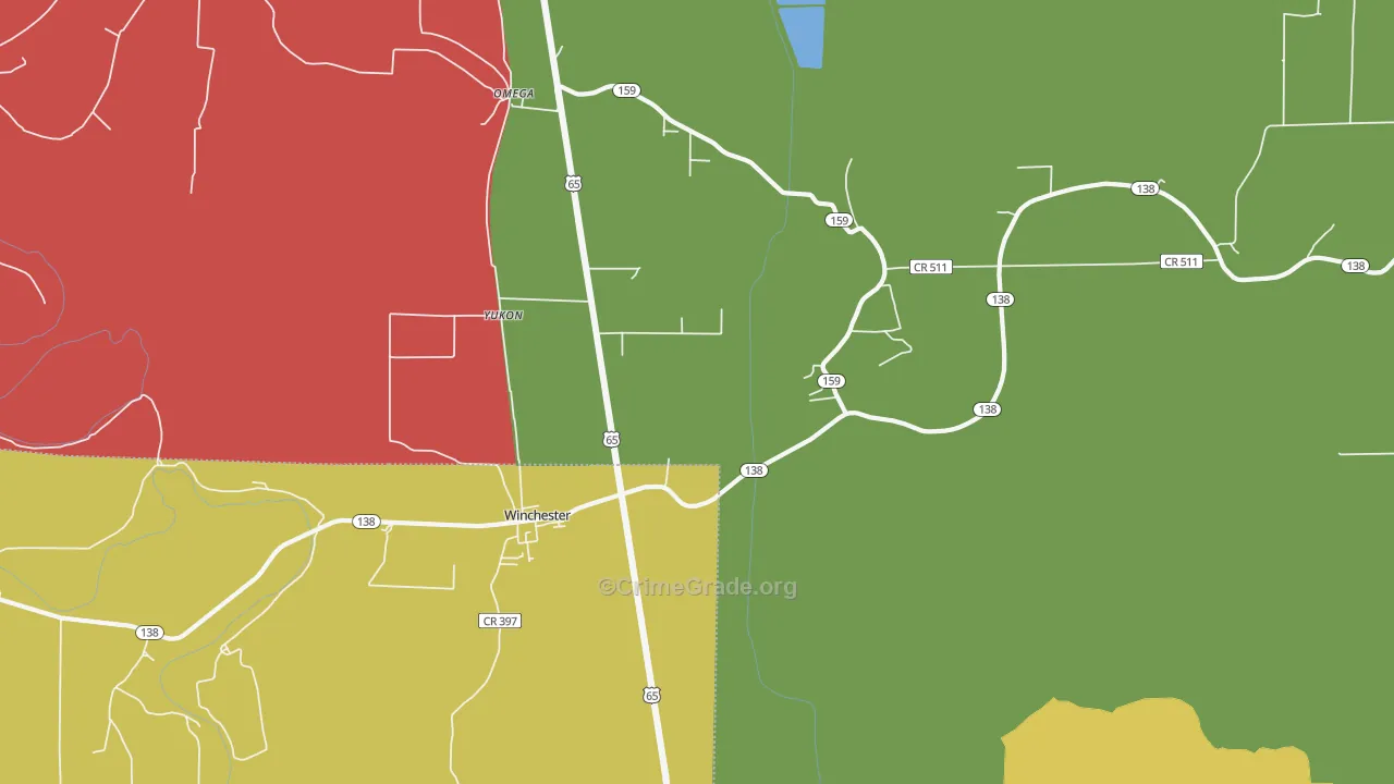 Winchester, AR Map of Assault Rates