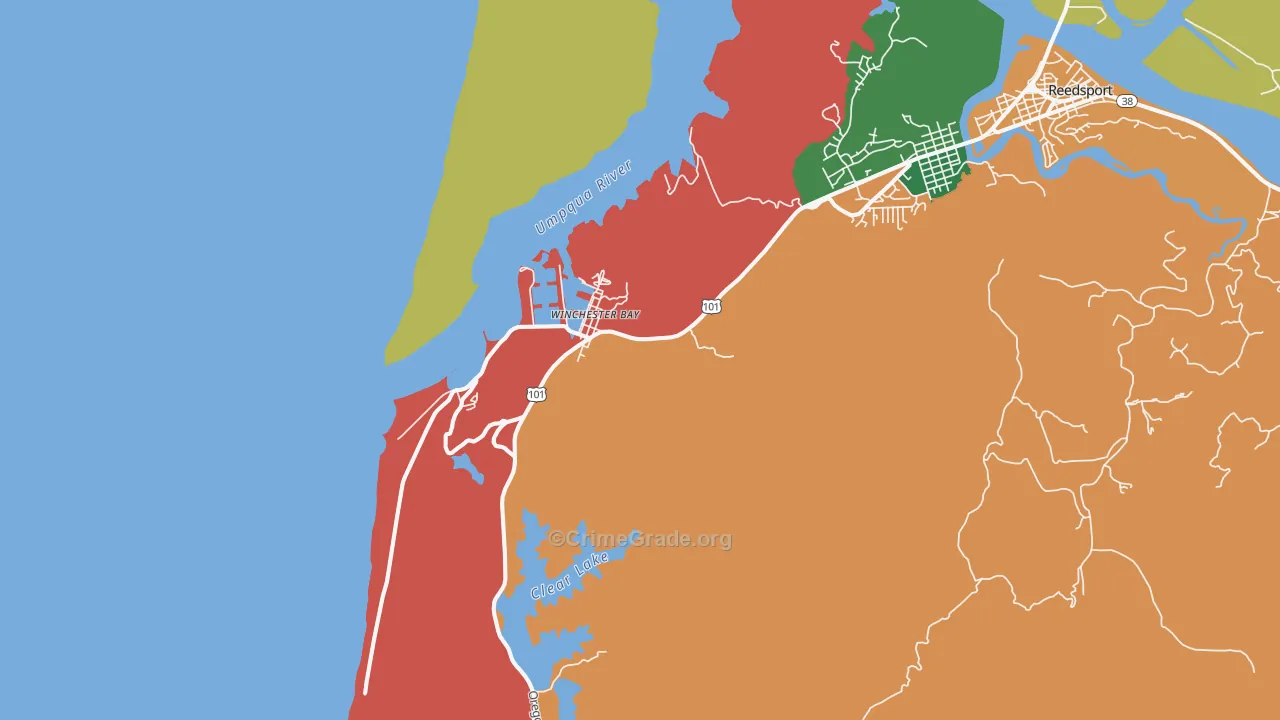 Winchester Bay, OR Map of Assault Rates