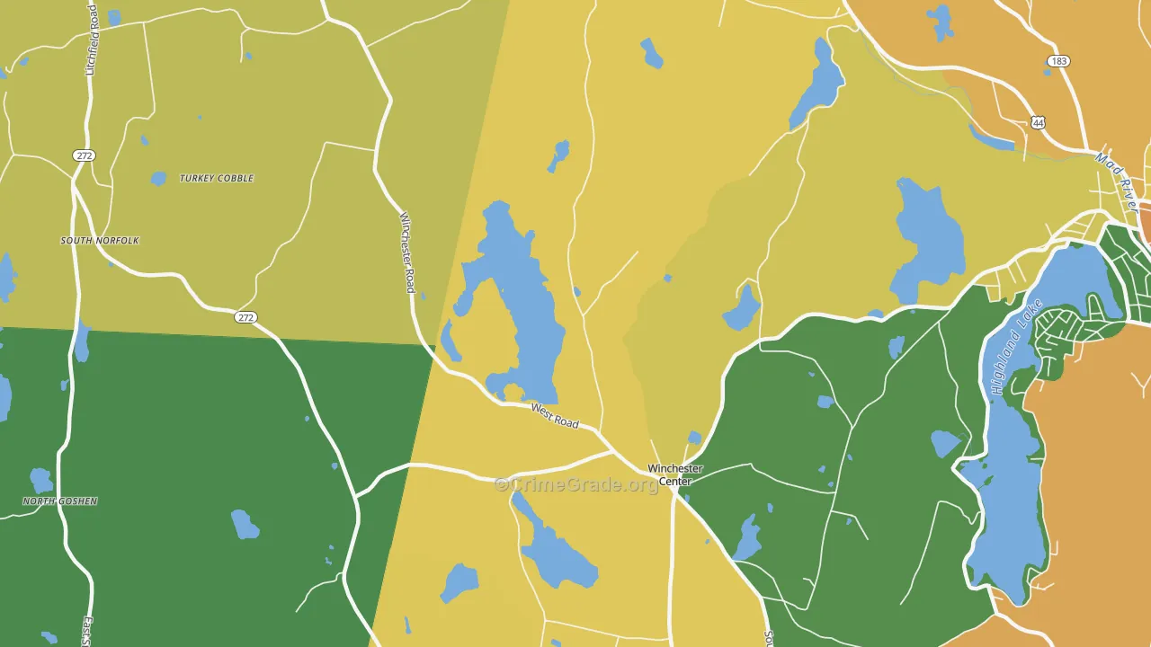 Winchester Center, CT Map of Assault Rates