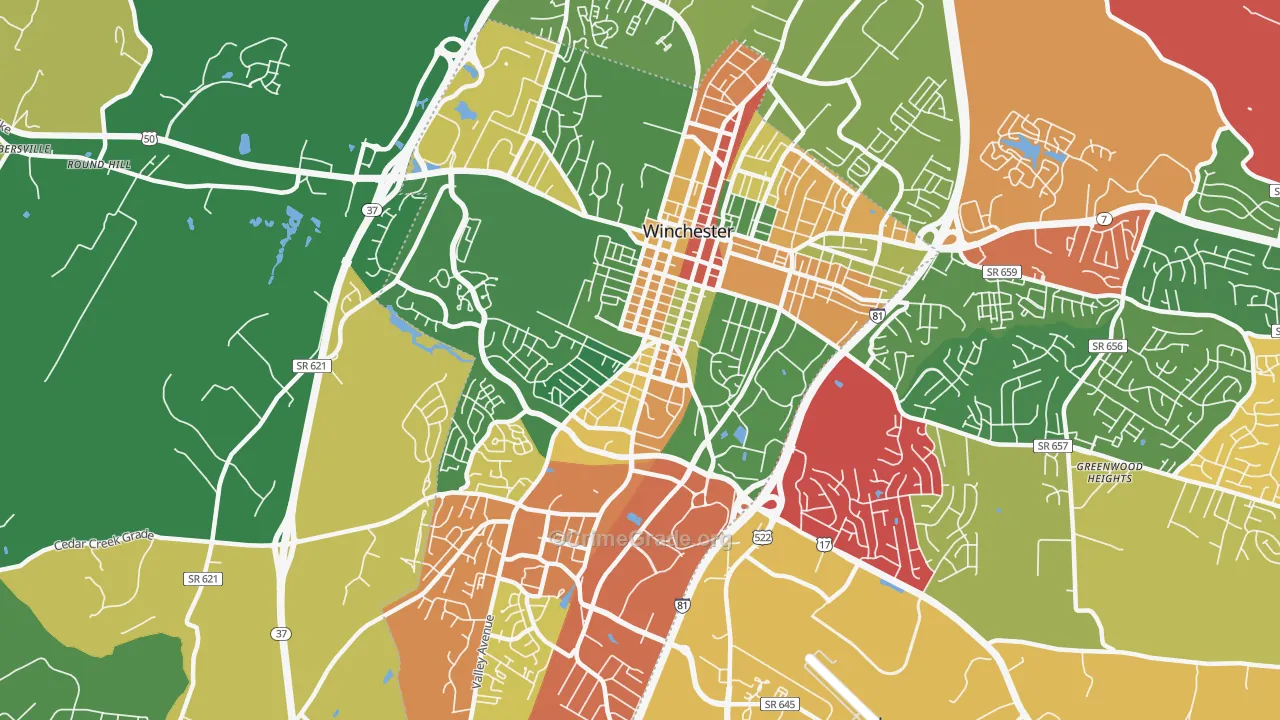 Winchester City, VA Map of Assault Rates