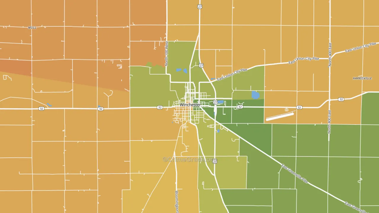 Winchester, IN Map of Assault Rates