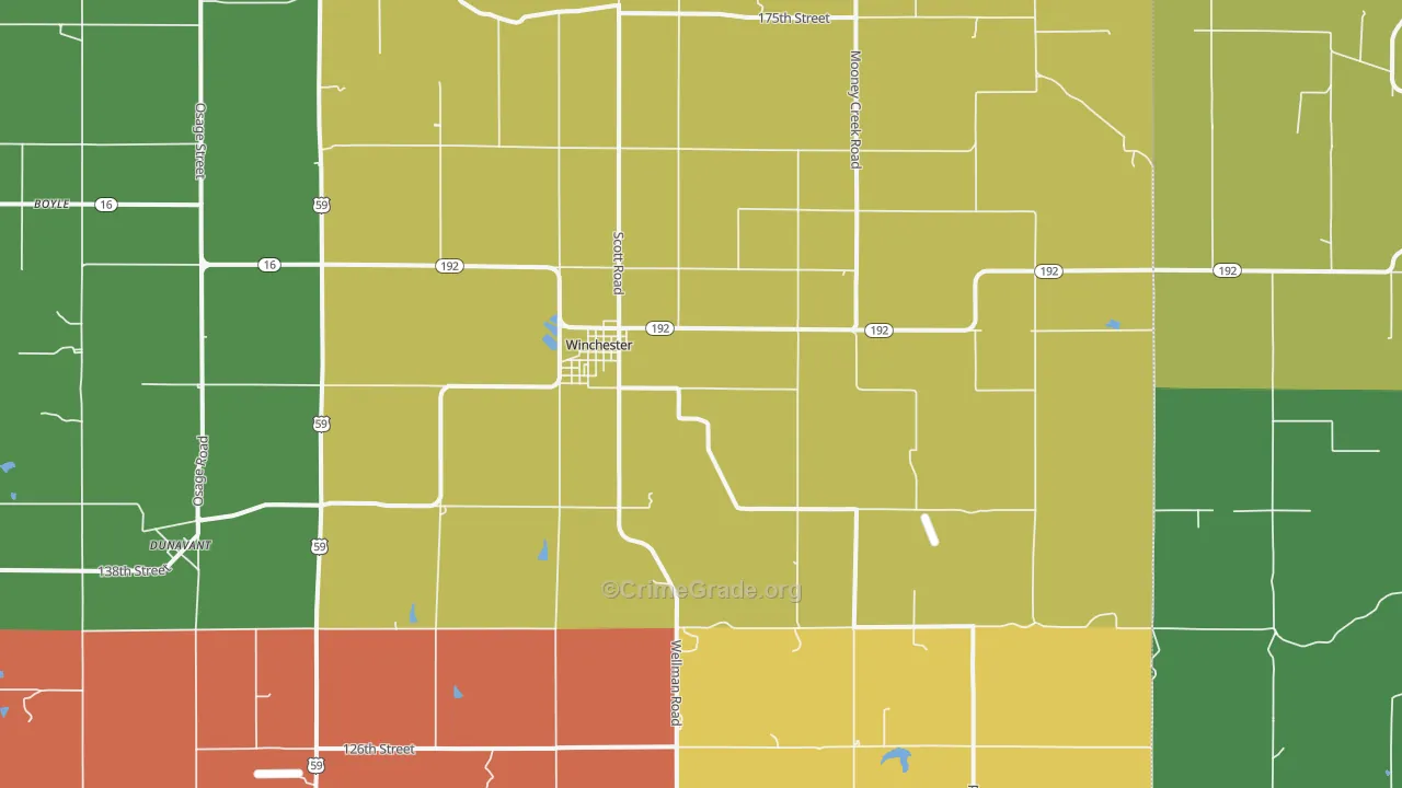 Winchester, KS Map of Assault Rates
