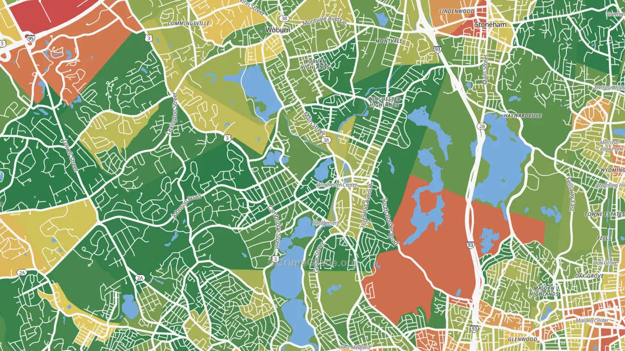 Winchester, MA Map of Assault Rates