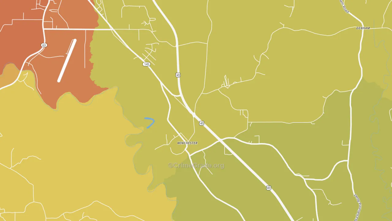 Winchester, MS Map of Assault Rates